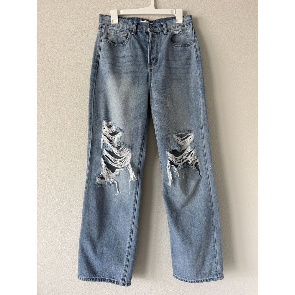 Willow & Root Vintage Dad Jean Distressed Ripped Straight Leg High Rise Sz 30